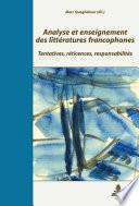 Télécharger le livre libro Analyse Et Enseignement Des Littératures Francophones
